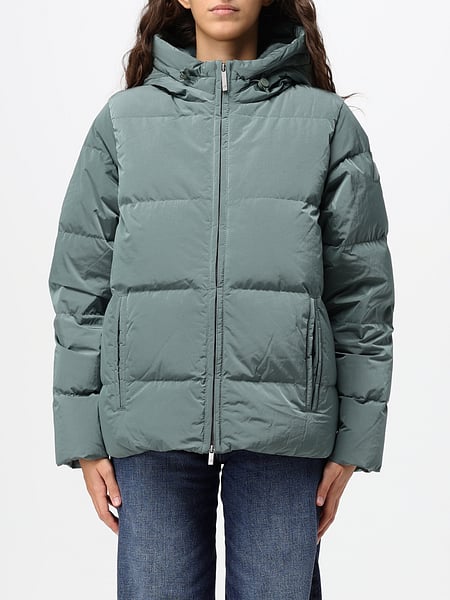 Quilted Short Down Jacket K-Way with Hood and Fur Lining