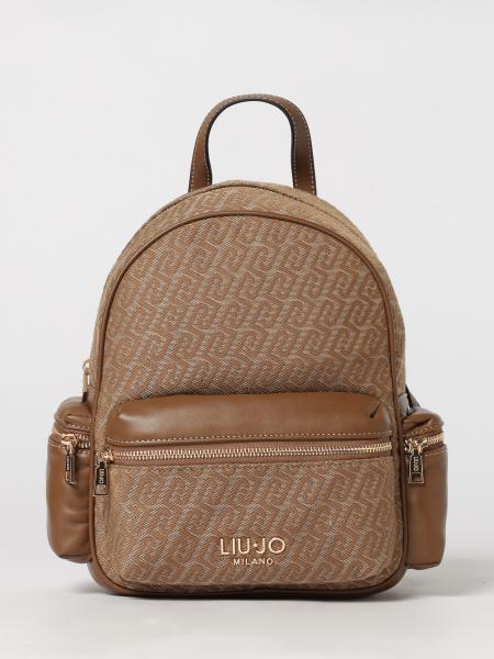 Liu Jo Jacquard Monogram Polyester Backpack with Flat Handle