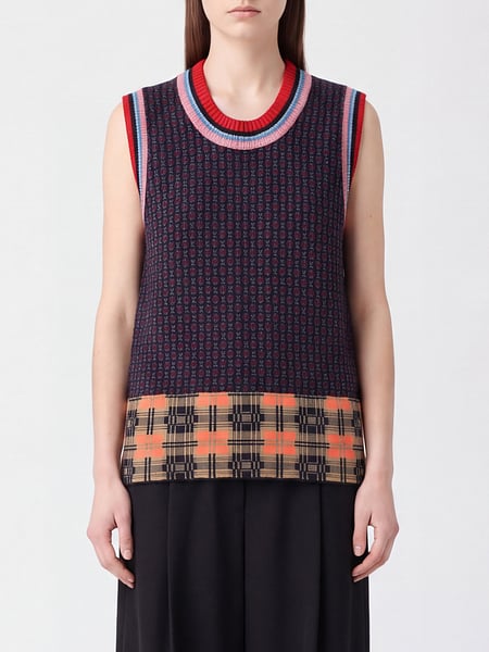 Dries Van Noten Tartan and Argyle Pattern Wool-Blend Knit Vest