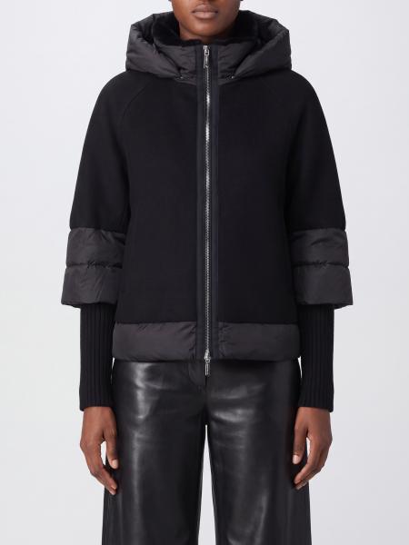 Moorer Short Hooded Down Jacket in Wool and Cashmere