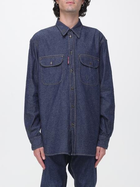 Camisa casual Dsquared2 de algodón con bolsillos de parche con solapa y mangas largas