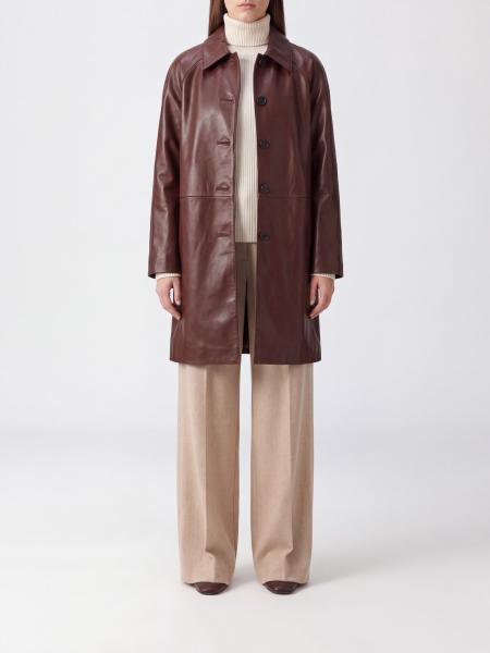 Knee-Length Single-Breasted Lambskin Leather Jacket Soeur