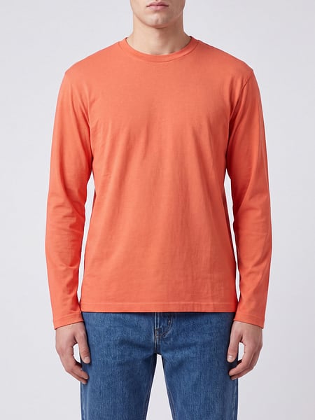 T-shirt a maniche lunghe Auralee in cotone e cashmere con spalle scese