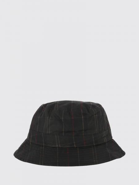 Barbour Waxed Cotton Bucket Hat with Tartan Pattern and Embroidered Logo
