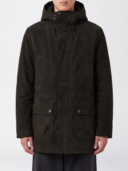 BARBOUR 及膝棉混纺派克大衣，配有兜帽和隐藏式开合