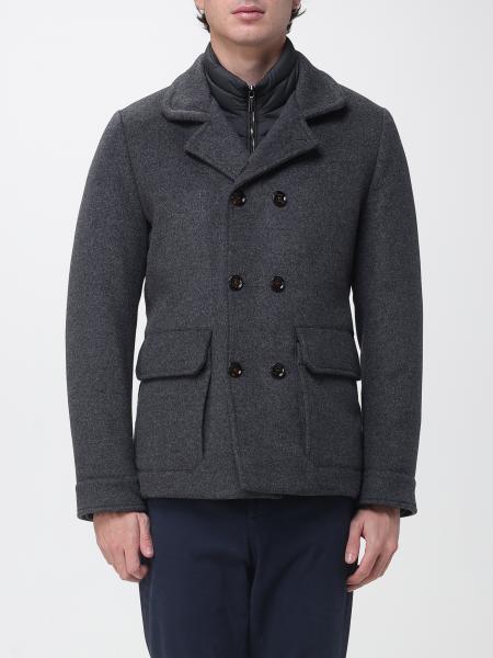 Moorer Short Double-Breasted Coat in Viscose Blend with Lapels