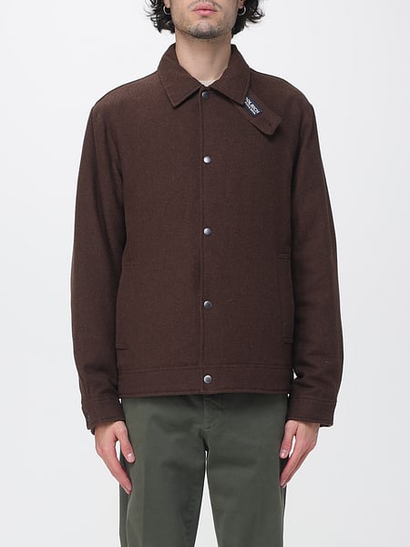 Woolrich Wool Blend Short Shirt Coat with Slit Pockets