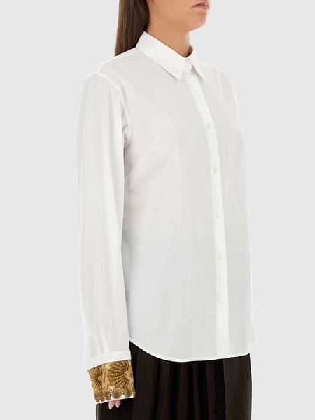 Cotton Poplin Shirt Dries Van Noten with Bead and Sequin Embroidery