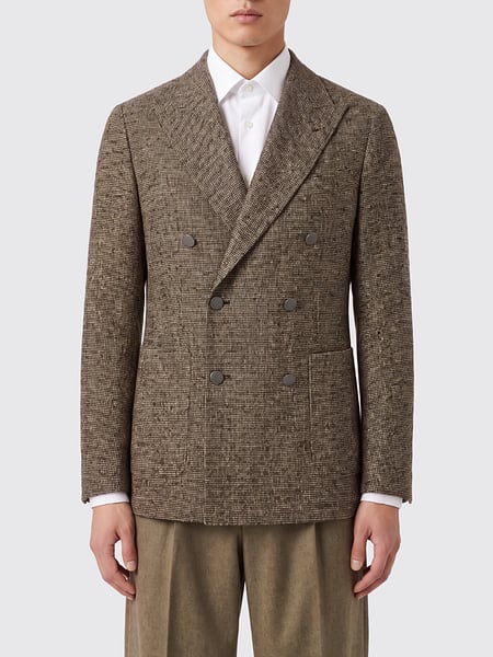 Tagliatore Double-Breasted Wool and Silk Blend Blazer with Peak Lapels