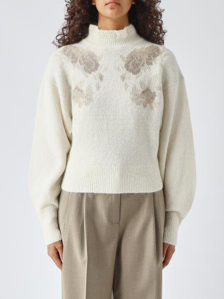 Floral Pattern Turtleneck Jumper Twinset in an Alpaca and Wool Blend