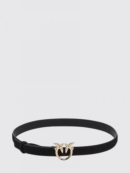 Suede Belt Pinko in a Slim Design with the Love Birds Plaque Buckle