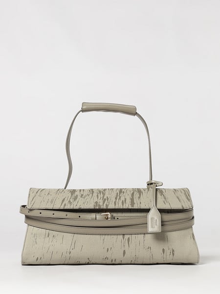 Borsa a spalla Tie Me Moschino Couture in canvas con stampa e charm