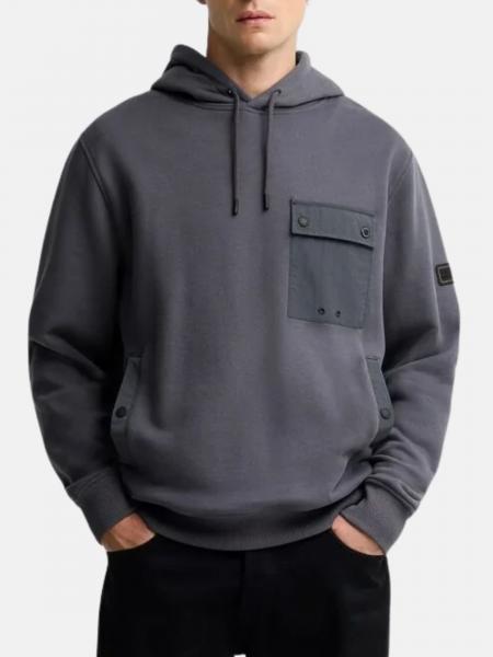 Sudadera con capucha de algodón relaxed fit Barbour con bolsillos de parche y solapa