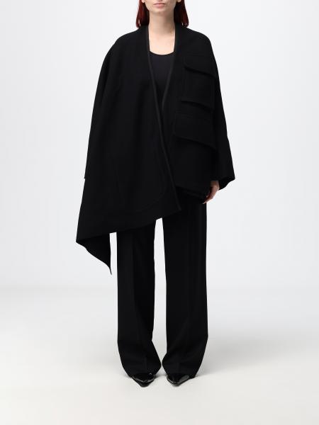 Ter et Bantine Wool and Cashmere Cape with Asymmetrical Hem