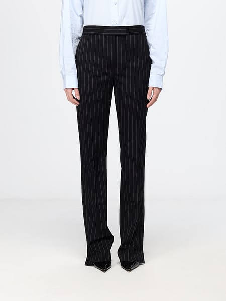 Sportmax 高腰细条纹初剪羊毛直筒裤