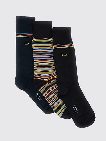 Set of 3 Pairs of Paul Smith Multicolor Striped Stretch Cotton Socks