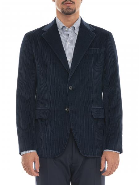 Fay Single-Breasted Velvet Blazer with Two-Button Closure