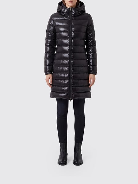 Herno Knee-Length Quilted Nylon Puffer Coat with Hood and Zip Closure