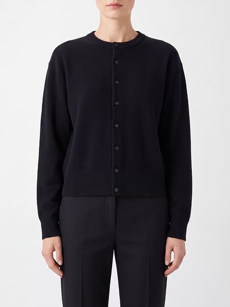 EXTREME CASHMERE ドロップショルダーのカシミア混紡クルーネックカーディガン