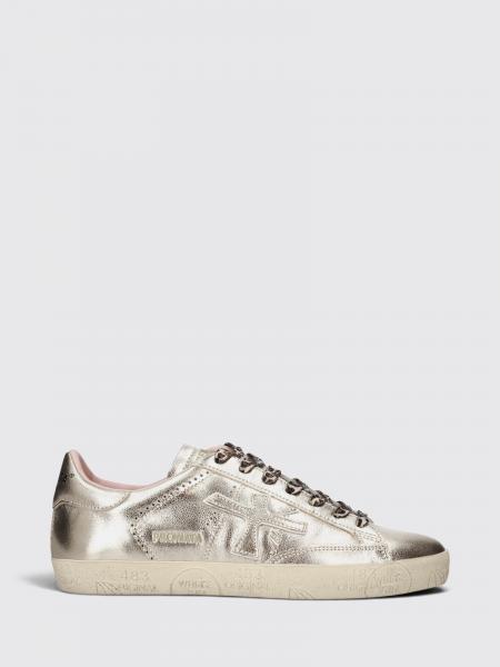 Premiata Stevend Calfskin Sneakers with Contrasting Details and Logo