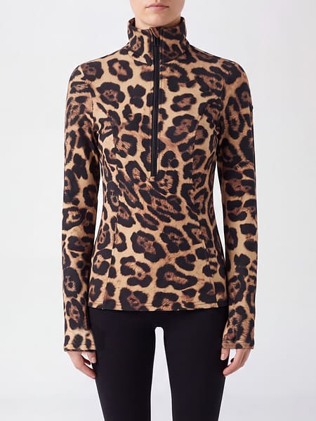 Col roulé Leona Goldbergh en tissu technique avec imprimé animalier et zip
