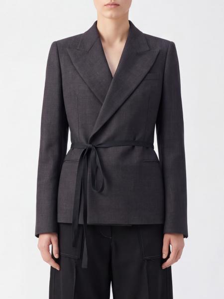 Blazer court style peignoir Maison Margiela en pure laine avec revers en pointe et ceinture
