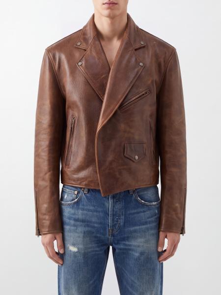 Veste de motard Maison Margiela en cuir de veau avec poignets zippés