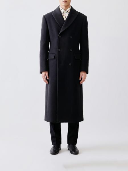 Jacquemus Long Double-Breasted Virgin Wool Coat with Lapels