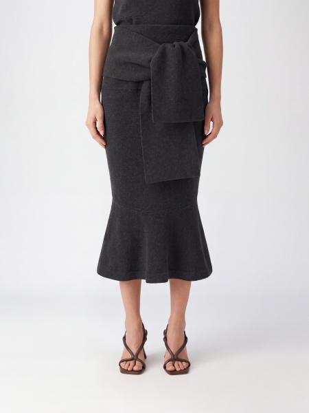 Jacquemus Merino Wool and Cashmere Knit Midi Skirt with Draped Waist