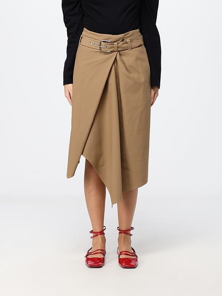 Gonna midi asimmetrica Loewe in cotone a vita alta con cintura regolabile