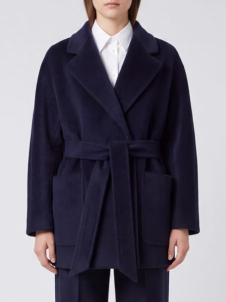 Short Alpaca Wool Robe Coat Tagliatore with Belt