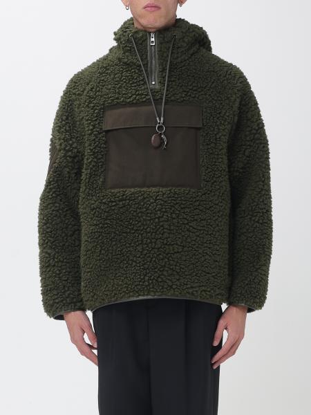 Hooded Half-Zip Wool Blend Fleece Jacket Loewe with Flap Pockets