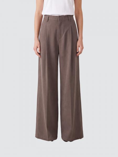 Pantalon palazzo Eleh taille haute en crêpe avec pinces et passants de ceinture