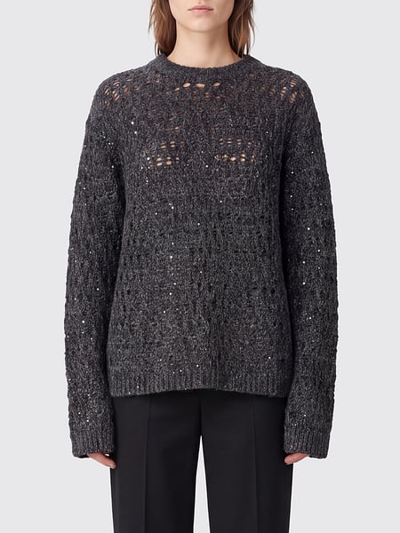 Eleh Openwork Wool, Cashmere and Silk Blend Crewneck Jumper with Dropped Shoulders
