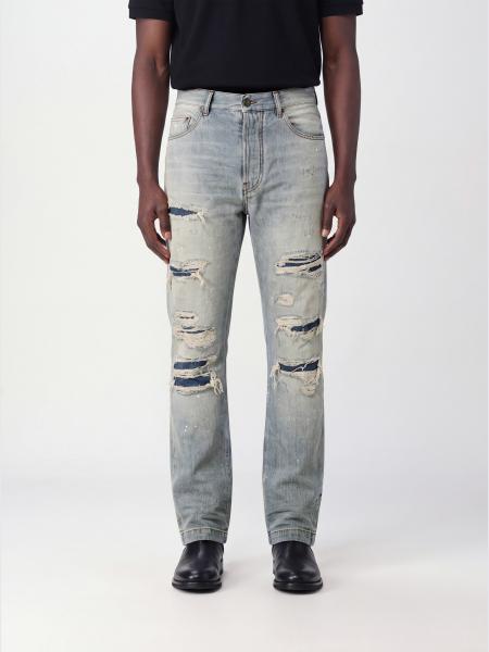 Mid-Rise Straight Fit Distressed Cotton Denim Jeans Amiri