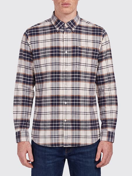 Langärmeliges kariertes Baumwoll-Freizeithemd Barbour mit Button-Down-Kragen