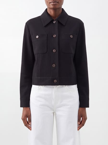 Vince Single-Breasted Slim Fit Short Jacket in a Wool Blend