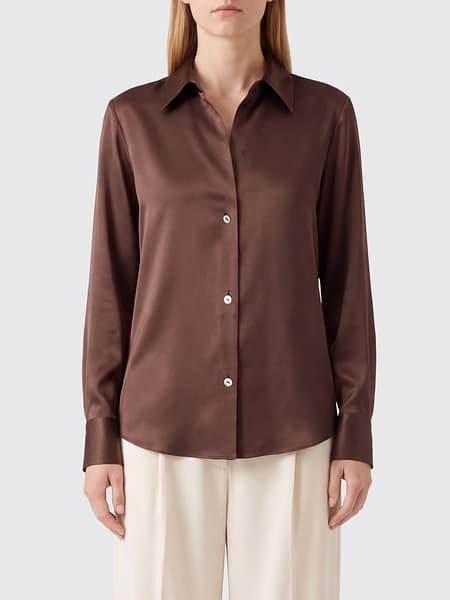 Vince Slim Fit Check Pure Silk Shirt with Long Sleeves