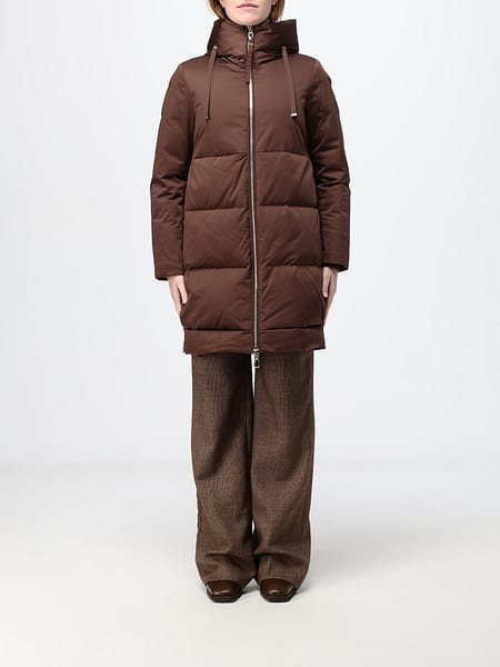 Duno Talia Water-Repellent Knee-Length Down Jacket with Hood and Drawstring