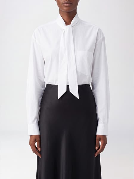 Herskind Pussy-Bow Neck Blouse in Cotton Poplin with Long Sleeves