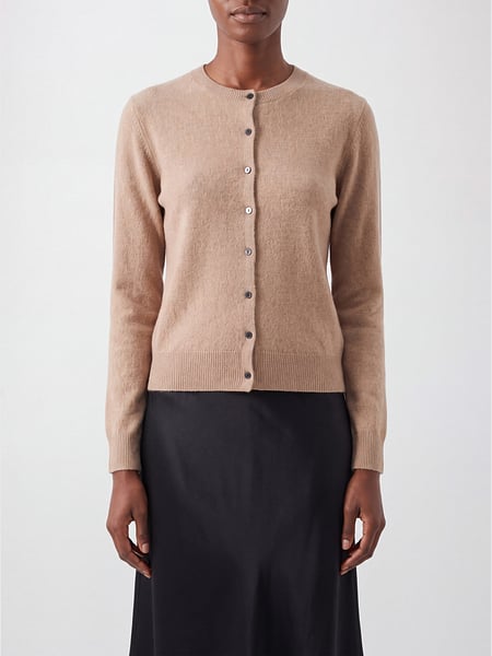 Herskind Crewneck Cardigan in Wool and Cashmere with Button Closure