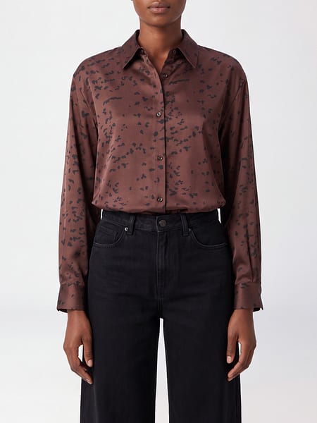 Alysi Long-Sleeved Pure Silk Blouse with an All-Over Abstract Print