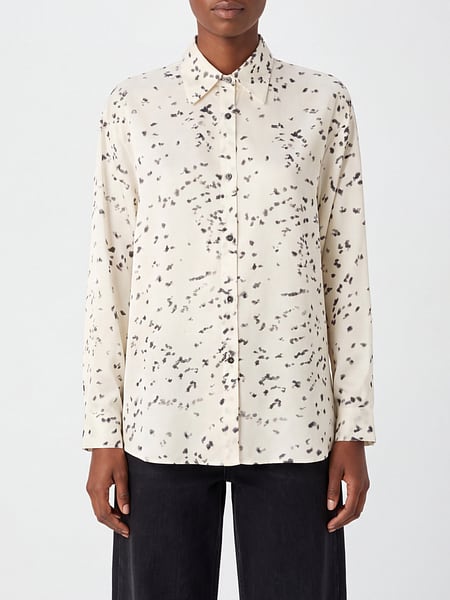 Alysi Long-Sleeved Pure Silk Blouse with an All-Over Abstract Print