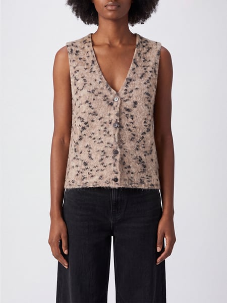 Animal Print Virgin Wool Knit Waistcoat Alysi