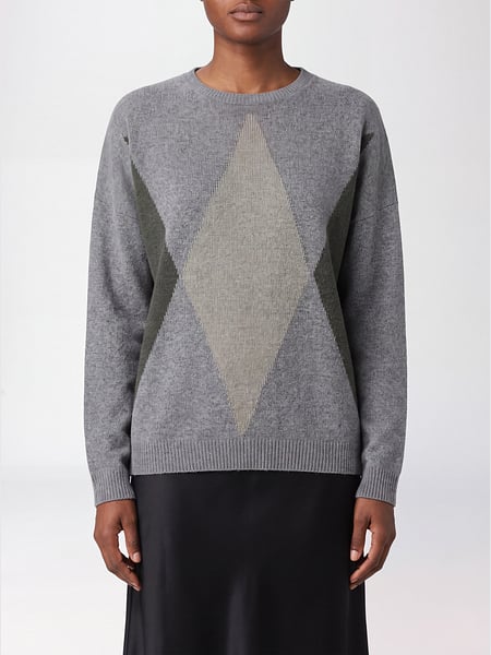 Alysi Check and Argyle Pattern Wool Blend Crewneck Jumper