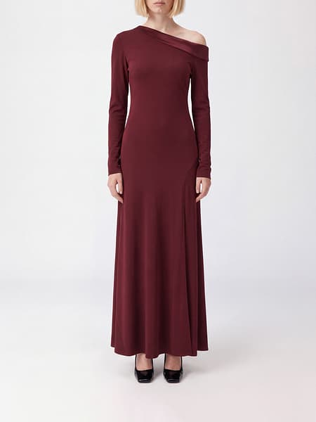 One-Shoulder Long Viscose Gown Alberta Ferretti with Asymmetric Neckline