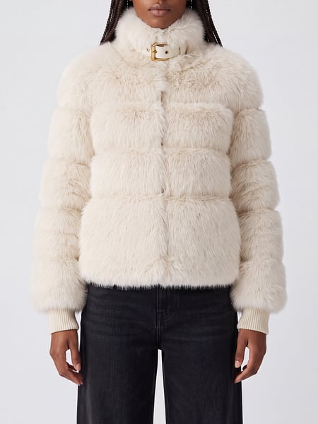 Faux Fur Jacket Patrizia Pepe with High Neck and Buckle
