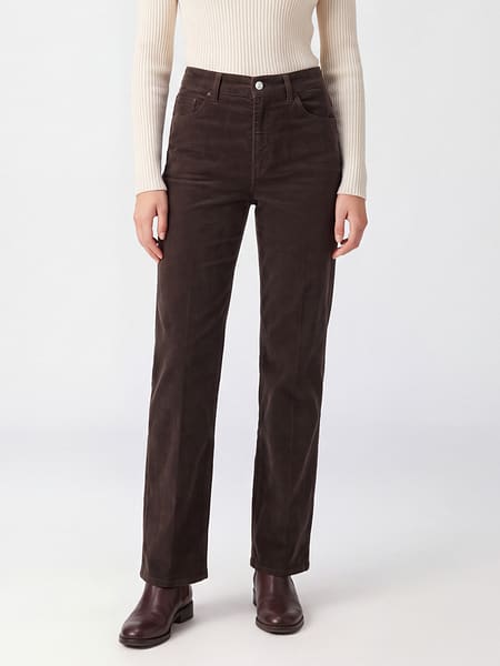 Dondup Amber High-Waisted Straight Leg Corduroy Trousers