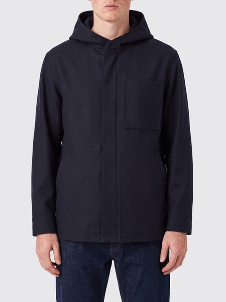 Paolo Pecora Short Hooded Coat in a Wool and Cashmere Blend