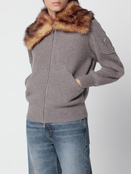 Moose Knuckles Ribbed Wool Cardigan with Shearling Interior and Zip Closure